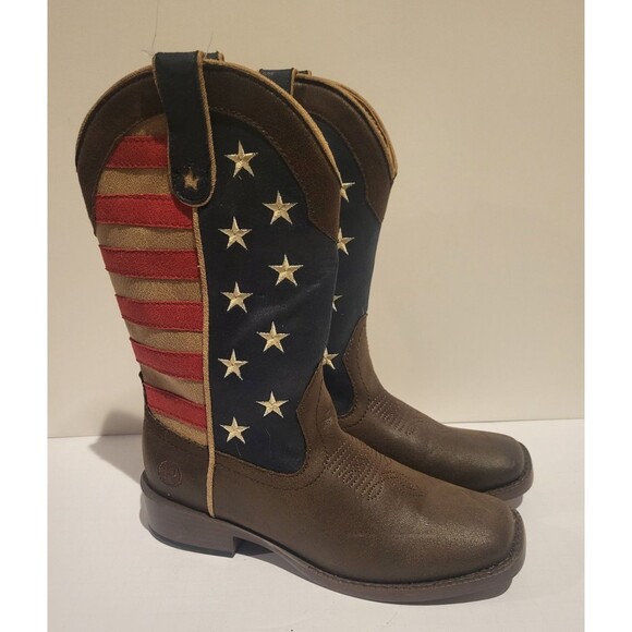 Roper American Flag Stars And Stripes Country Western Boot Square Toe Womens 5.5 - Picture 1 of 6